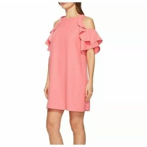 Kate Spade New York Cold Shoulder Crepe Dress in Pink Petunia, Size Small